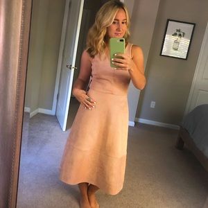 Dusty rose suede midi dress